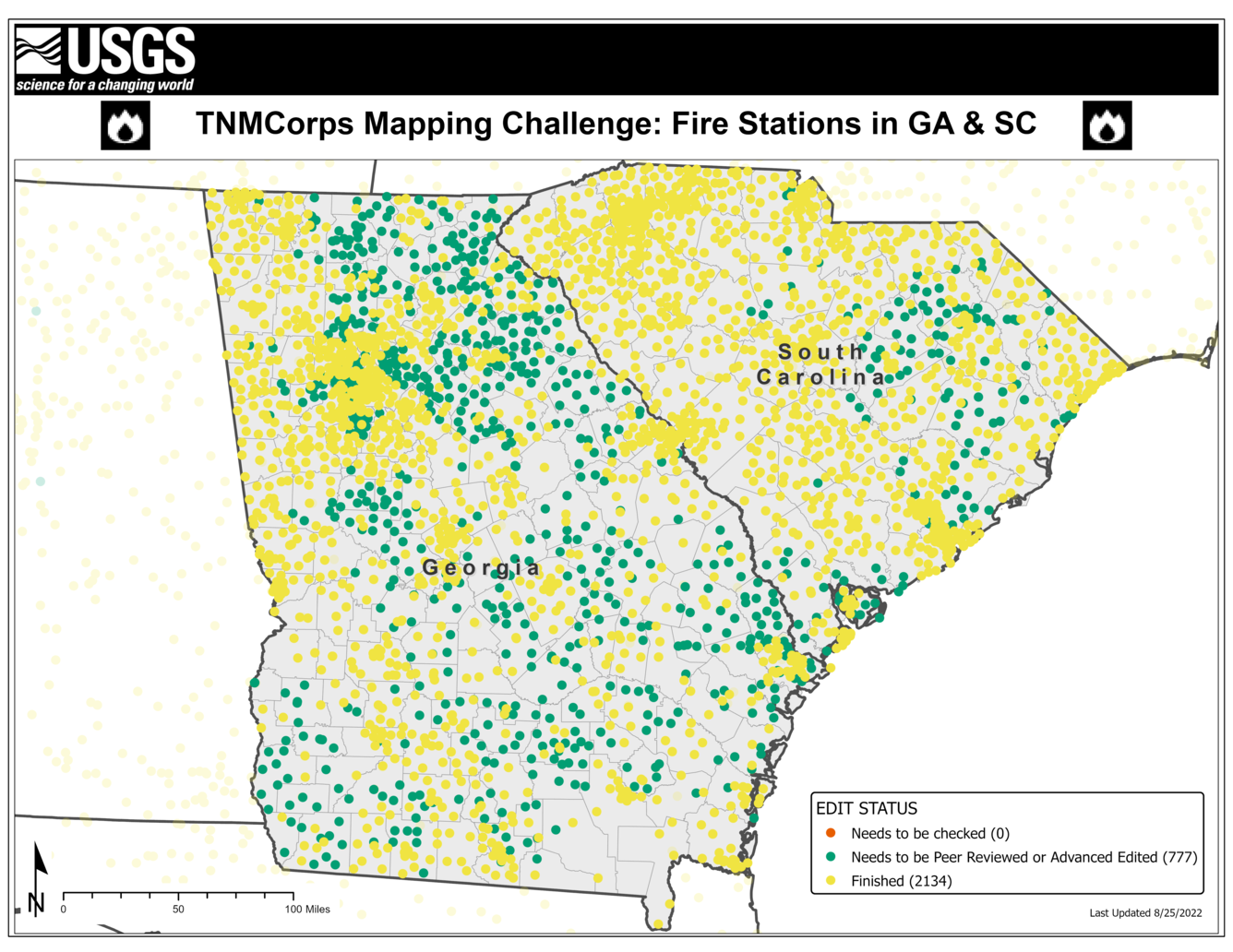 TNMCorps Mapping Challenge: Fire Stations in Georgia and South Carolina (08/25/2022)