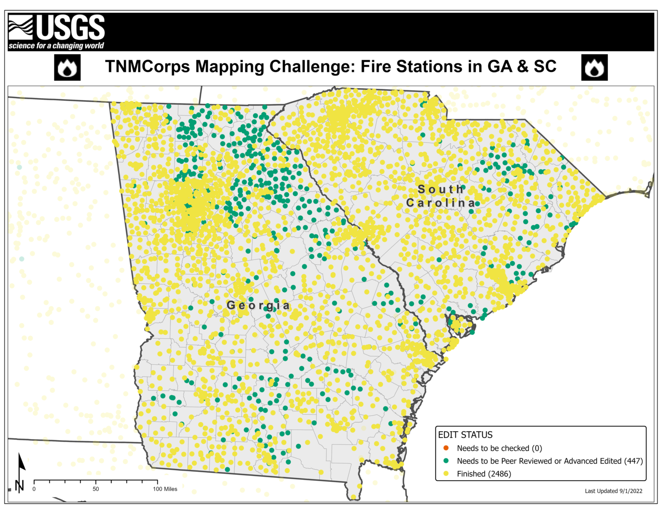 TNMCorps Mapping Challenge: Fire Stations in Georgia and South Carolina (09/01/2022)