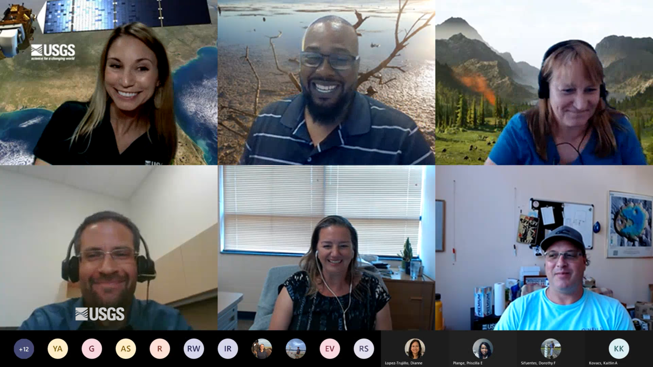 Screenshot of a Microsoft Teams meeting with 6 people smiling on camera
