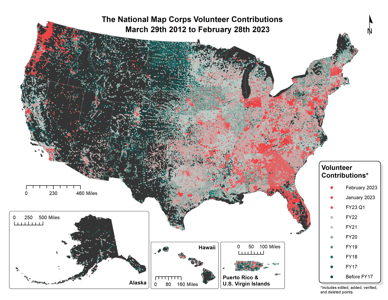 TNMCorps Status Map: Volunteer Contributions through February 28, 2023