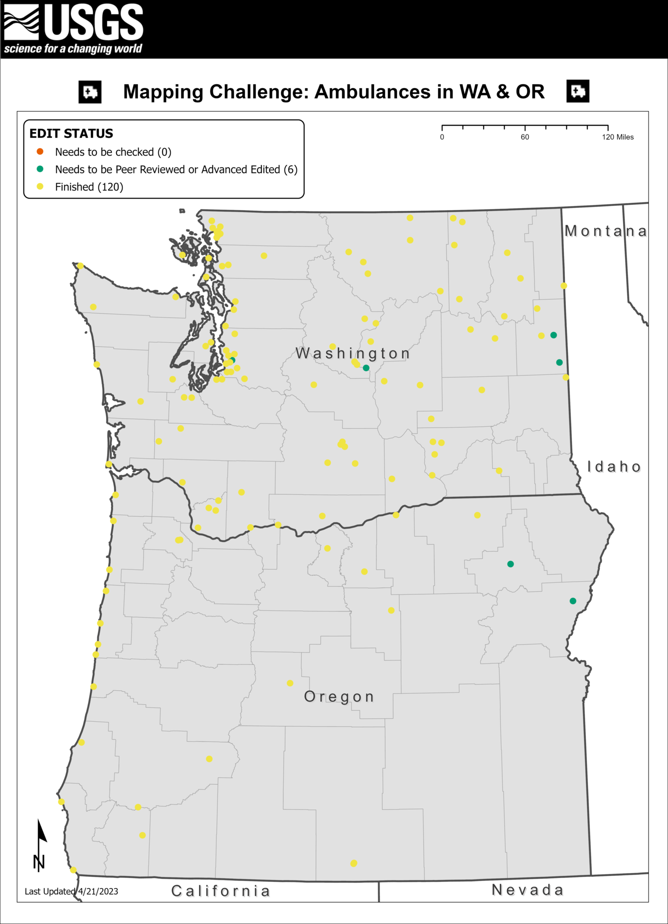 TNMCorps Mapping Challenge: Ambulances in Washington and Oregon (04/21/2023)