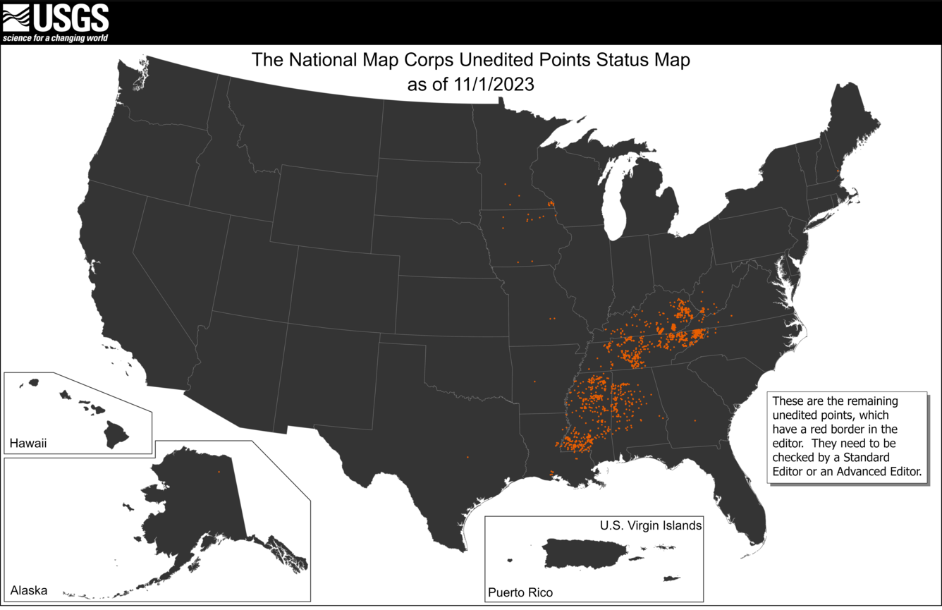 TNMCorps Status Map: Unedited Points as of 11/1/2023