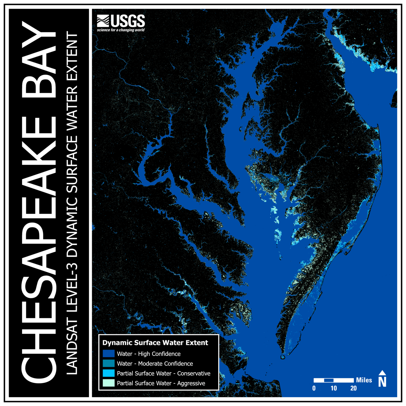 Landsat Level-3 Dynamic Surface Water Extent of the Chesapeake Bay