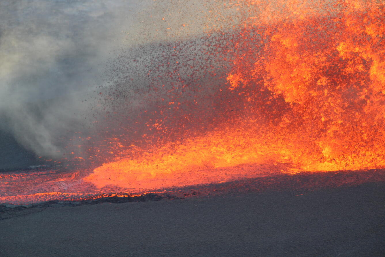 Color photograph of erupting lava 