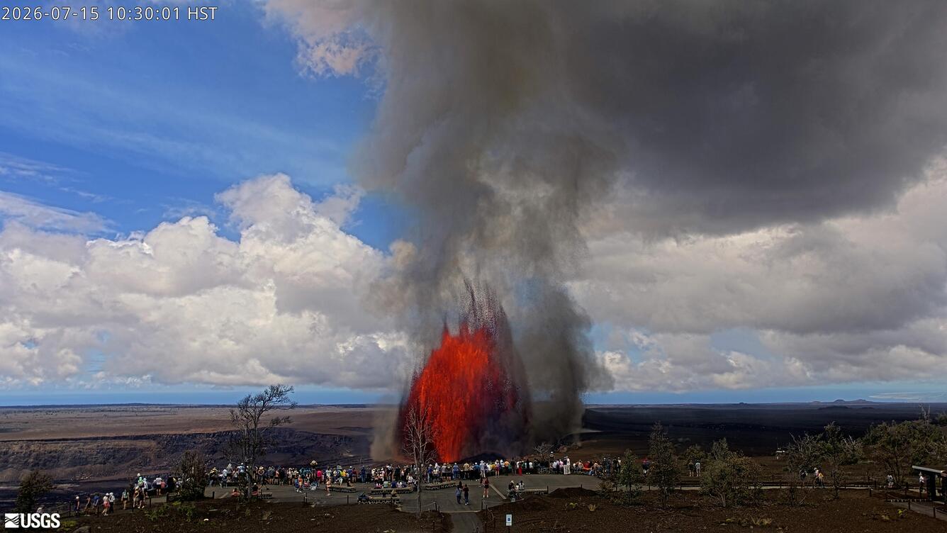 Color photograph of lava fountain