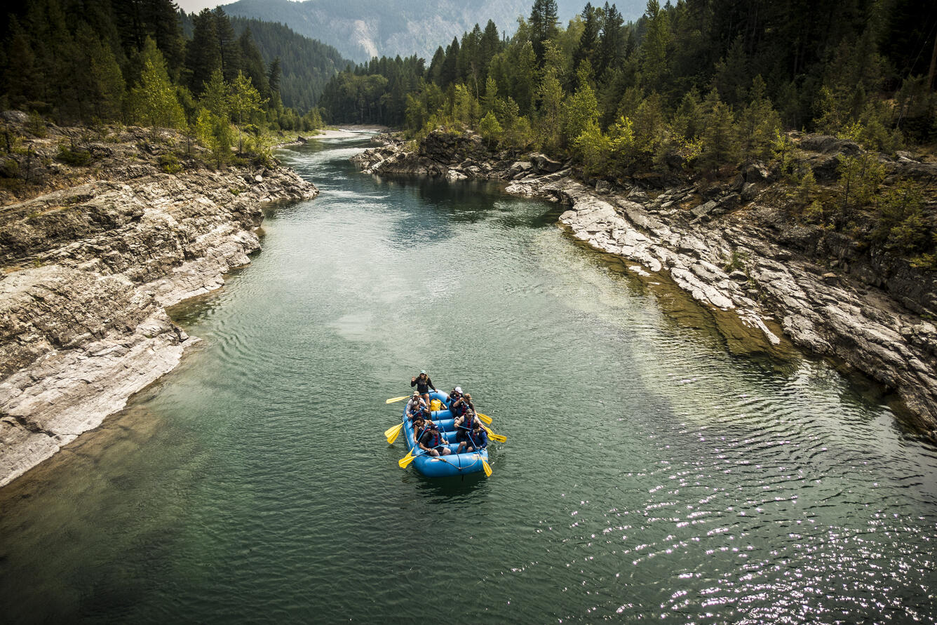 Image: Rafters float down the Middle Fork of the Flathead River, Montana