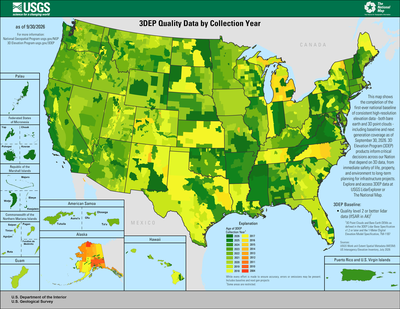 3DEP Quality Data by Collection Year