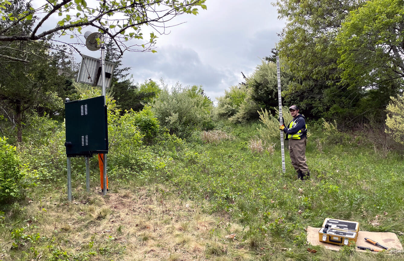 Newly established continuous streamgage downstream right bank on Martha's Vineyard at Tiasquam River at West Tisbury, MA