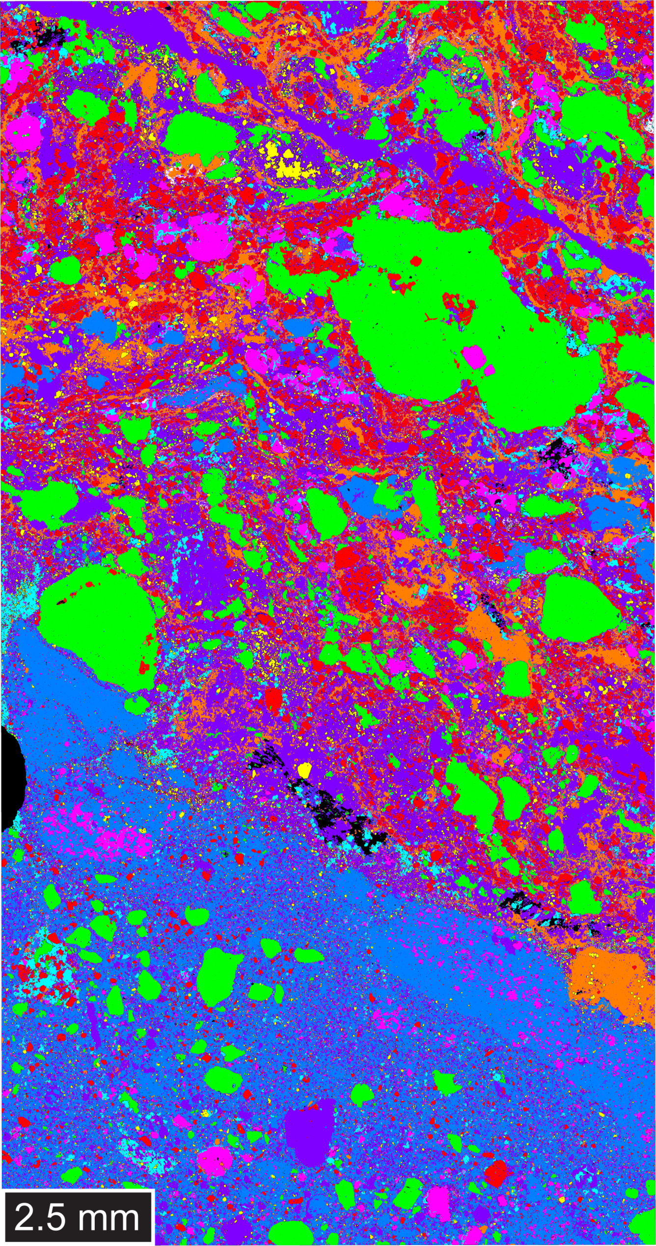 False color phase map of host breccia from Hicks Dome, Illinois