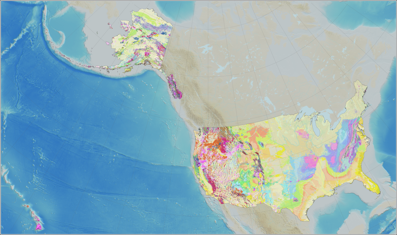 maps showing geology of the US, including Alaska and Hawaii