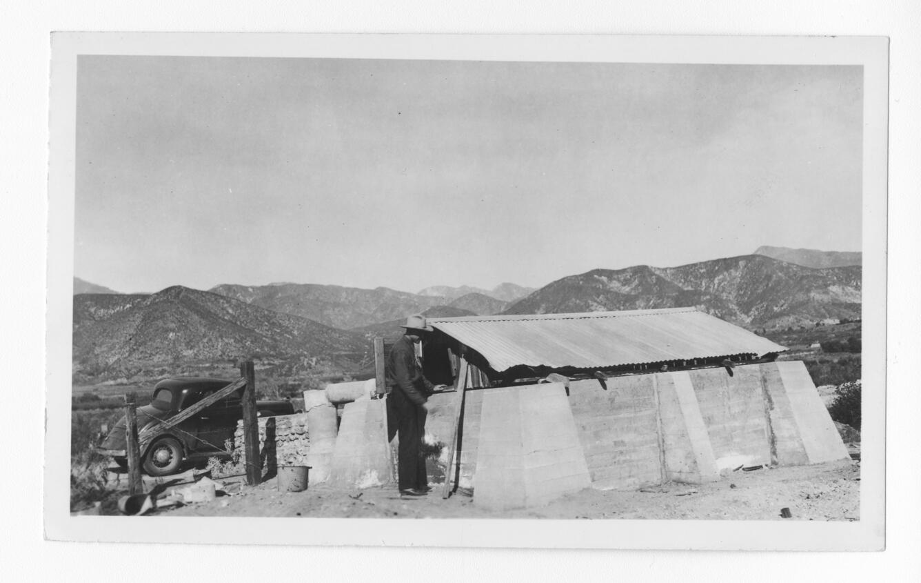 Black and white photograph of a Cistern on the Morongo Reservation