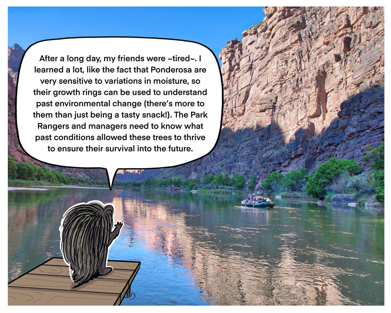 A raft of scientists and volunteers floats down the Green River in Dinosaur National Monument