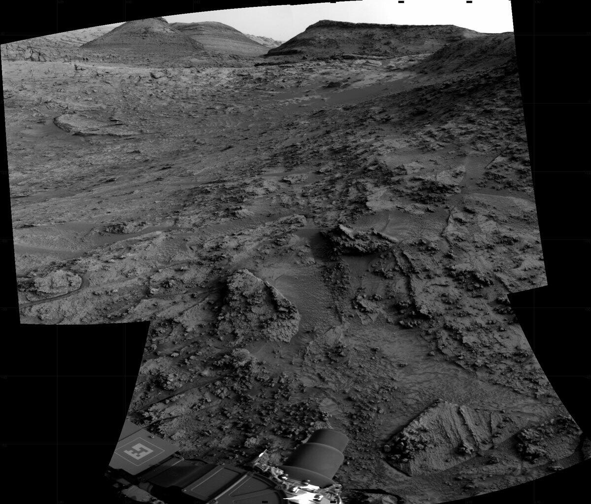 Mosaic created using Navcam images taken by NASA's Mars rover, Curiosity..