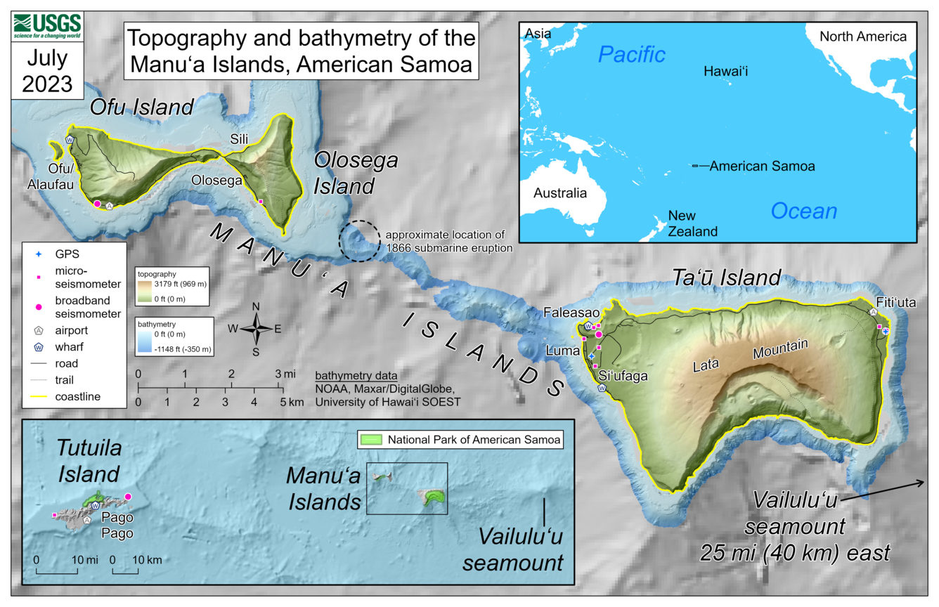 Color map of the Manuʻa Islands, American Samoa