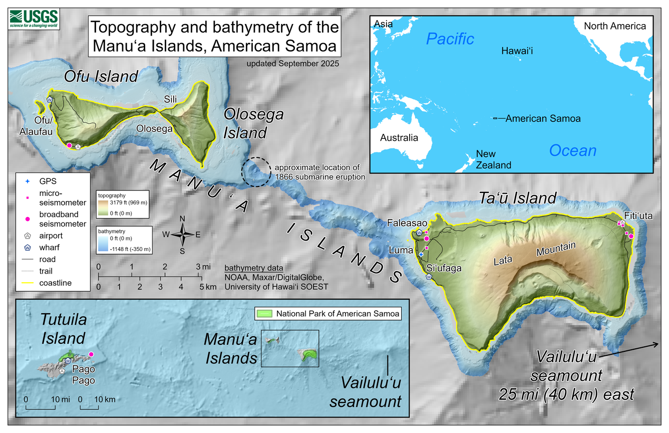 Color map of the Manuʻa Islands, American Samoa