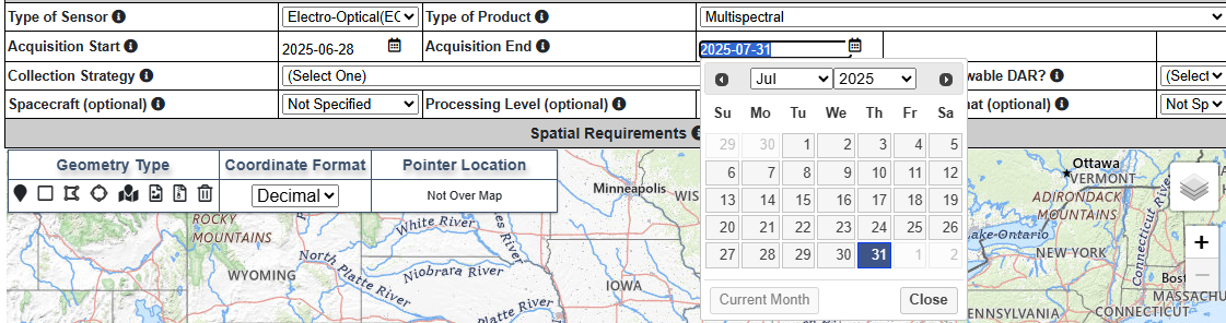 CIDR Acquisition End Date
