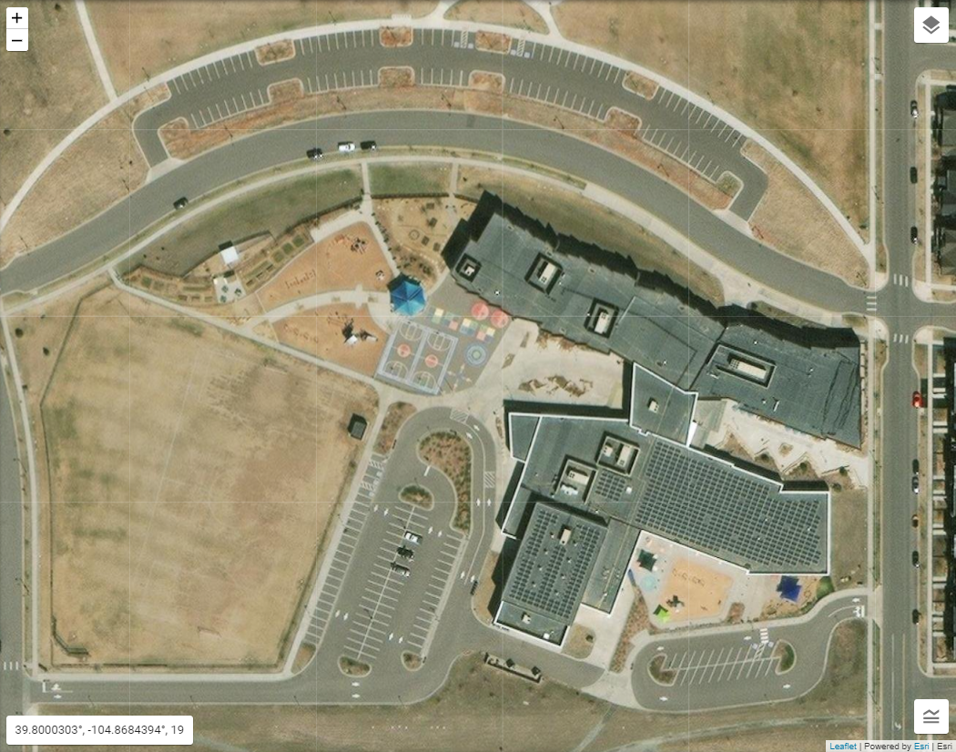 An aerial photo of Inspire Elementary School