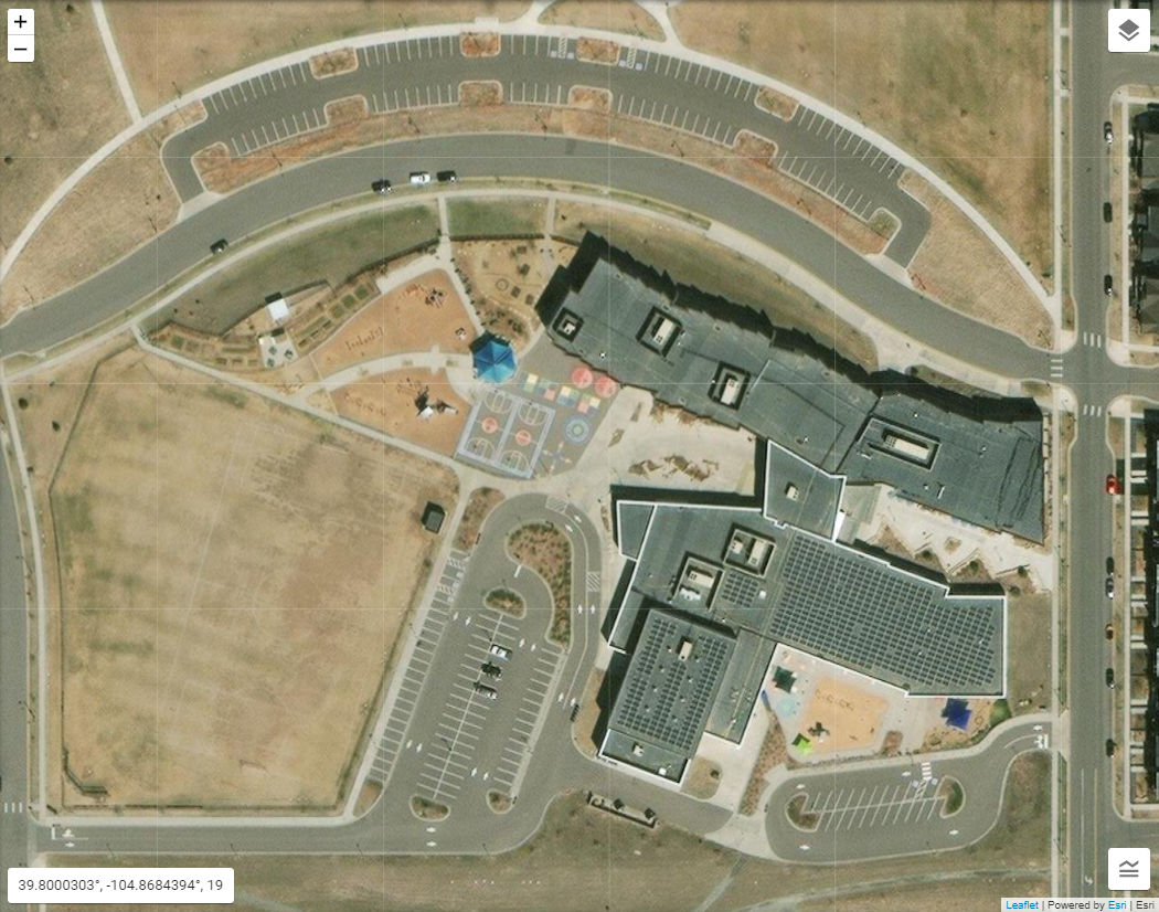 An aerial photo of Inspire Elementary School 