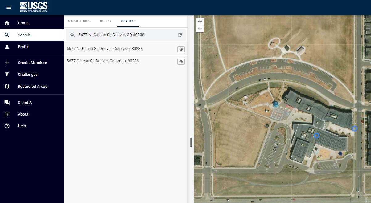 Latitude and Longitude query parameters for Inspire Elementary school in the TNMCorps editor url