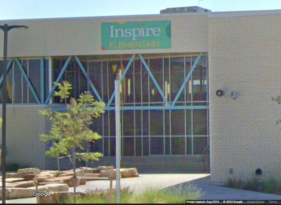 School building sign for Inspire Elementary seen in Google Street View (TM)