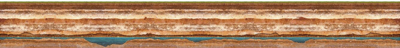artistic illustration of below the earths surface with a layer of groundwater