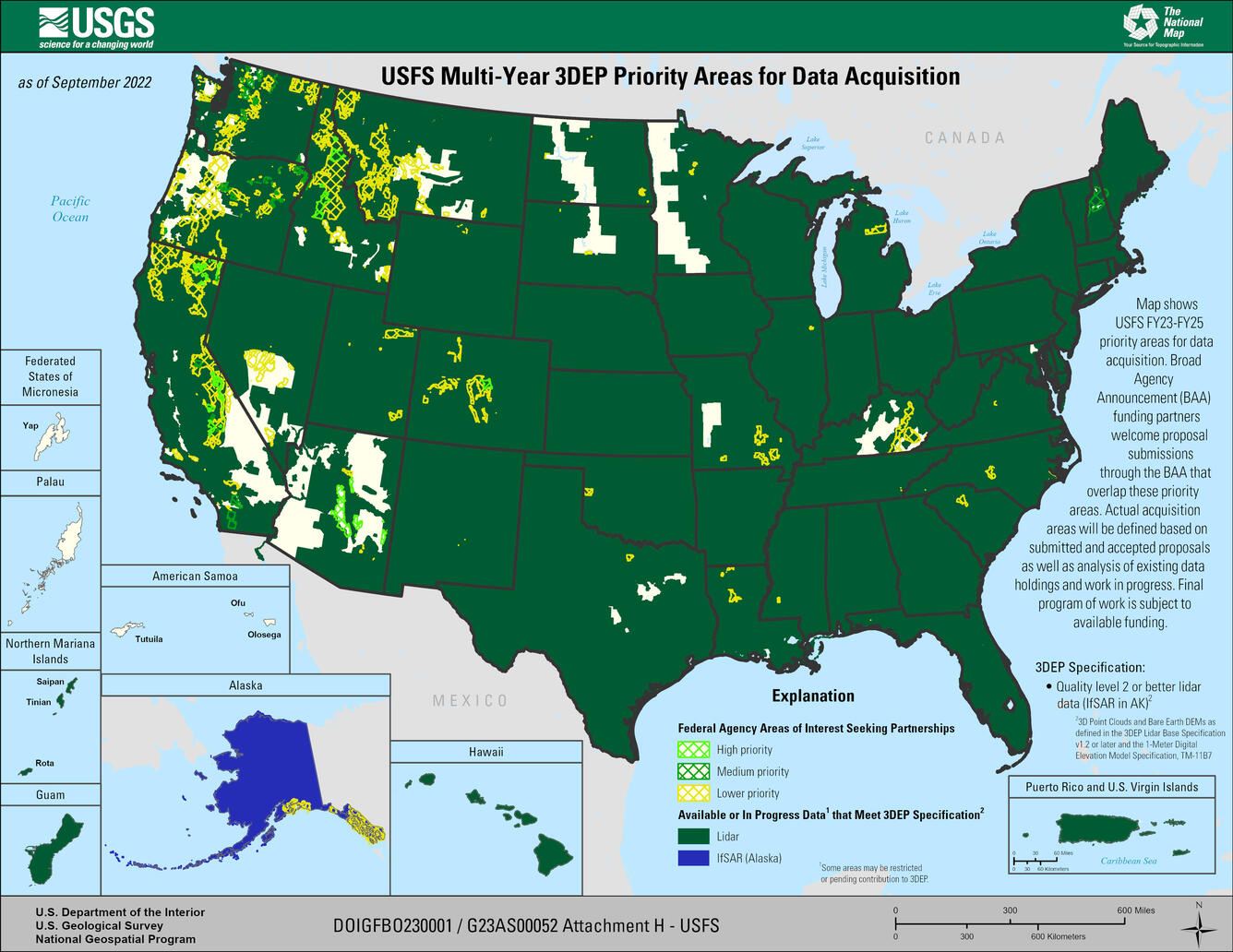 Attachment H: FY23 USFS Multi-Year 3DEP Priority Areas