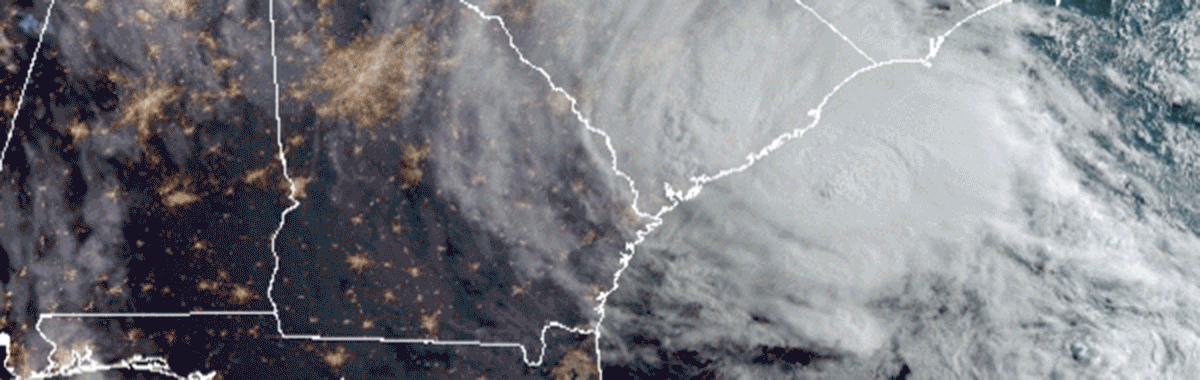 An animated satellite image showing Tropical Storm Bertha forming off the coast of South Carolina.   