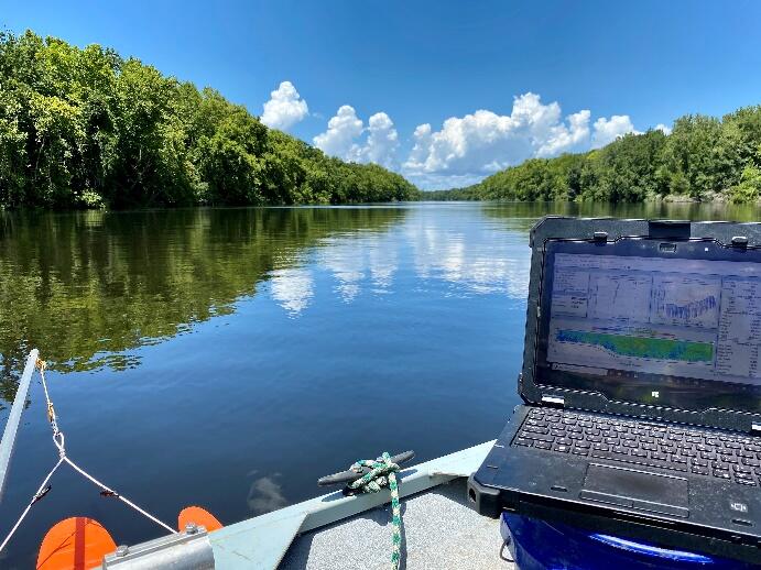 Collecting water data on a picture-perfect day.