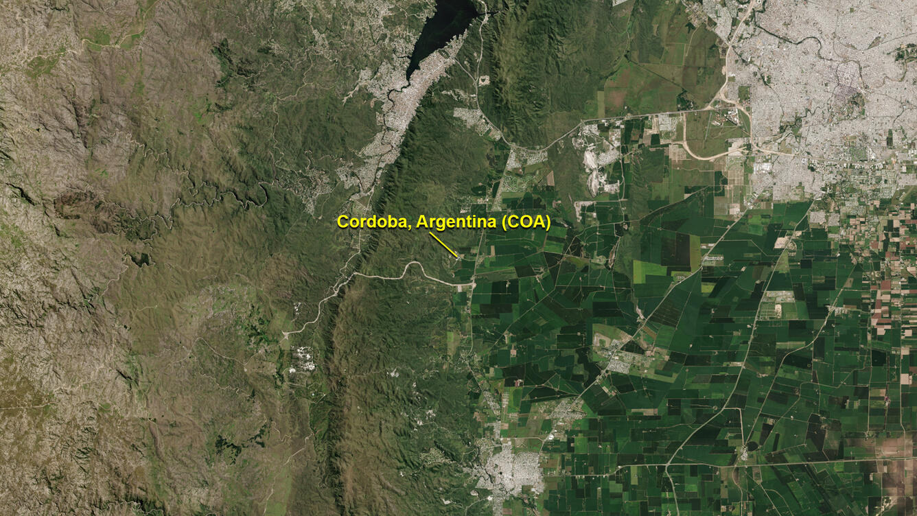 Landsat image of Cordoba ground station for Landsat satellite Data