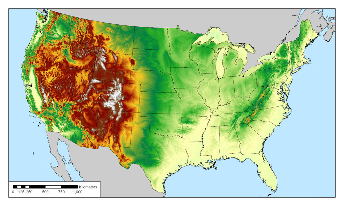 CONUS Topography Map