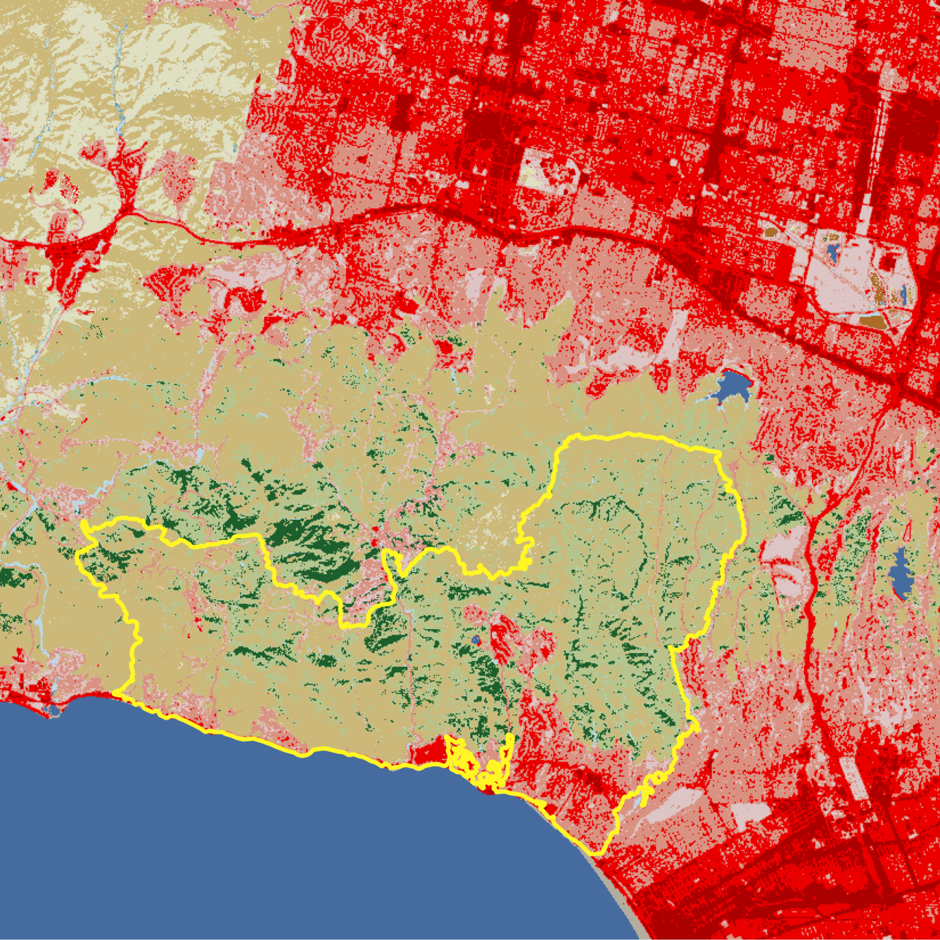 2024 Annual NLCD image of Los Angeles area before Palisades Fire
