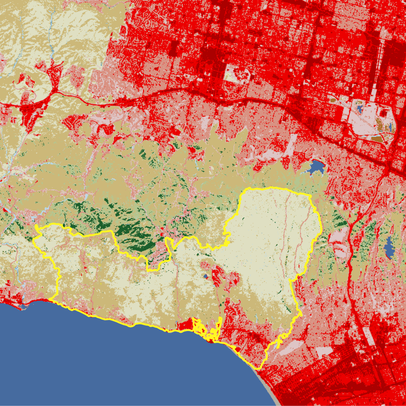 2025 Annual NLCD image of Los Angeles area after Palisades Fire