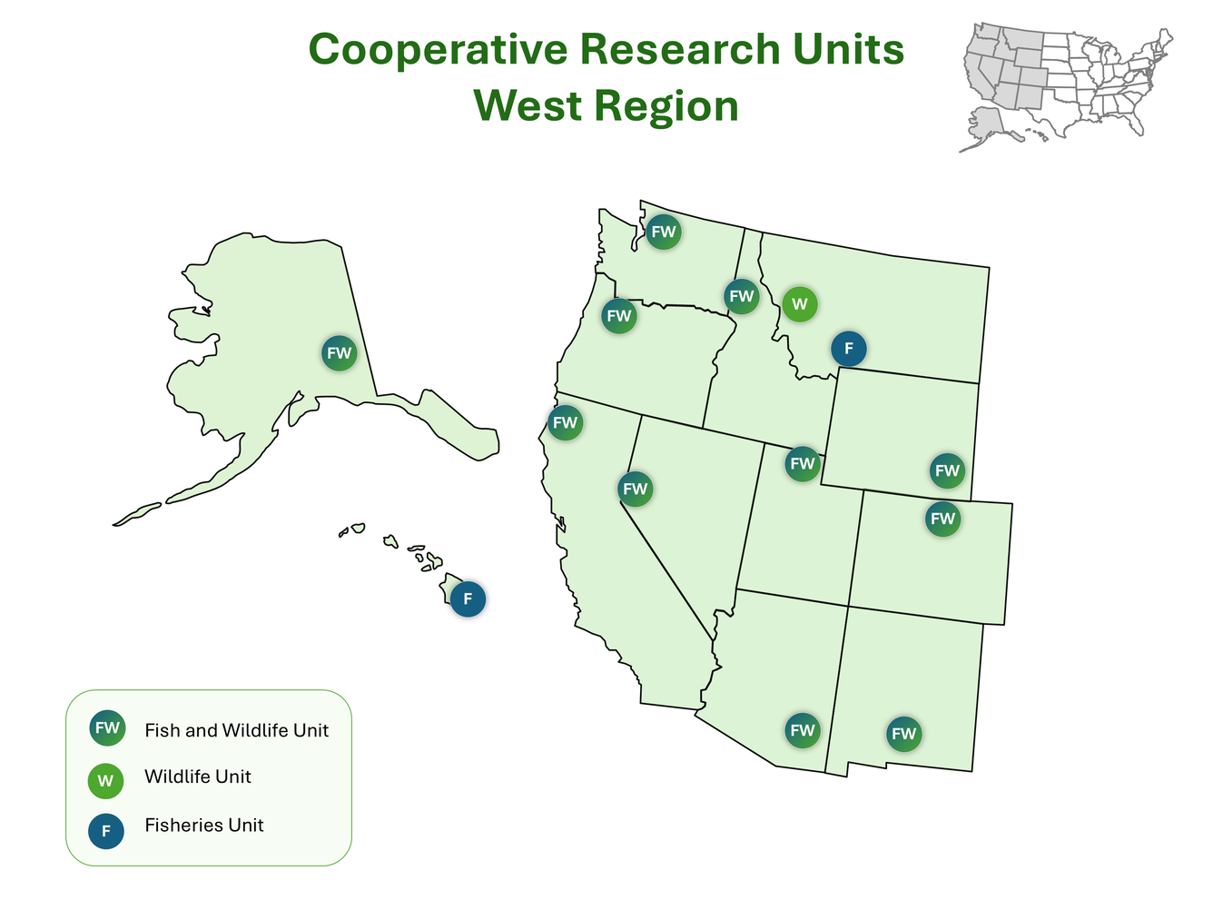 A map of the Cooperative Research Units in the western region. 