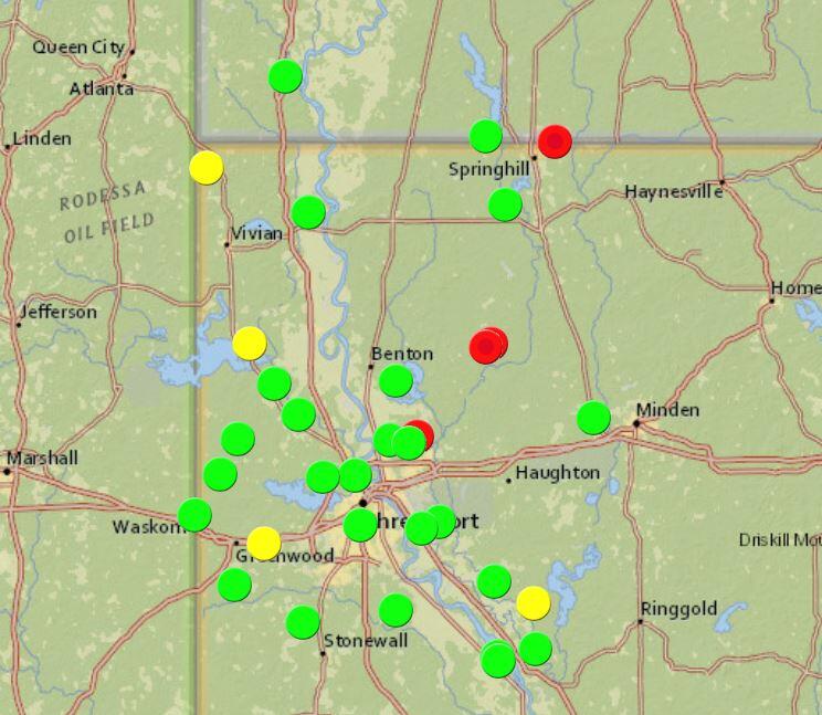 Caddo and Bossier Combined Flood Alert Map
