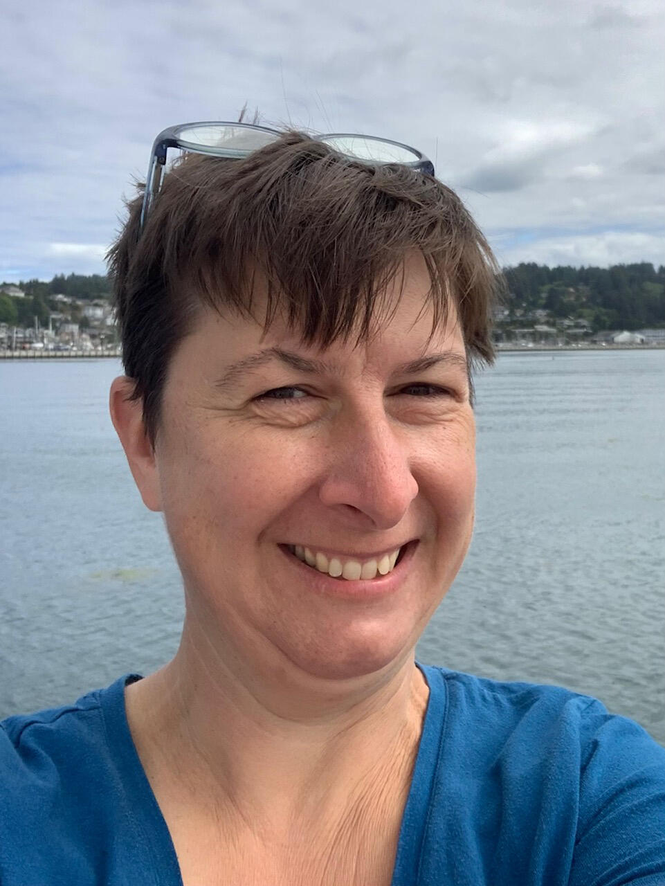 Beth Caissie on a boat off the coast of Newport, OR