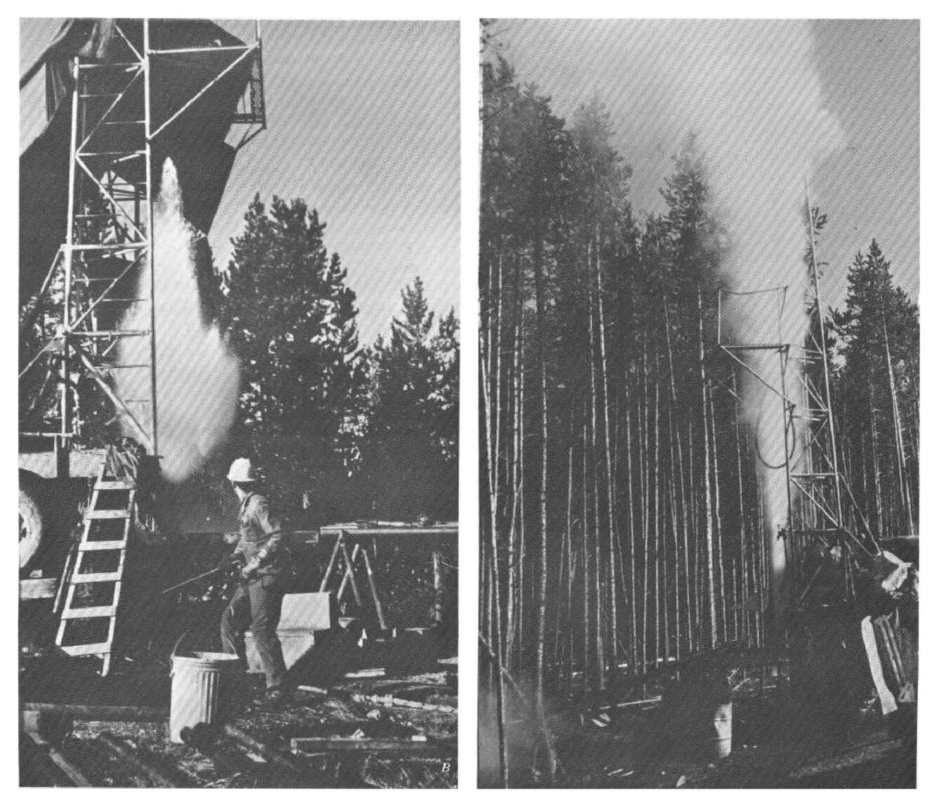 Eruptions from drill rods during research drilling in Yellowstone National Park, 1967–1968