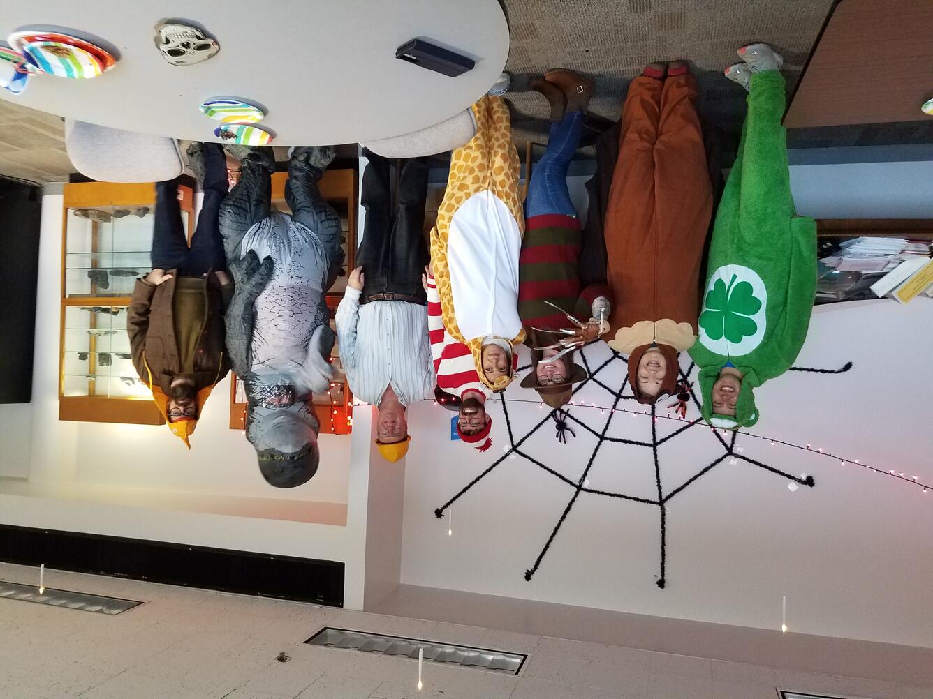 Staff in halloween costumes