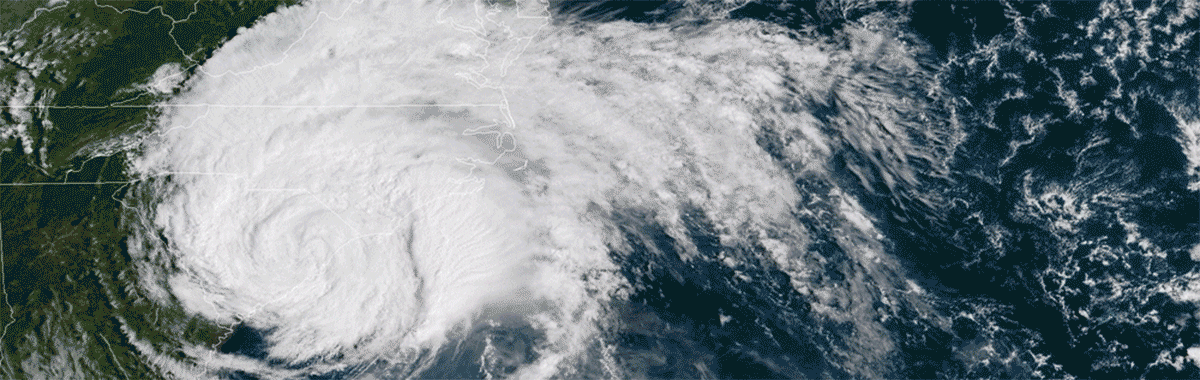 Satellite image of Hurricane Florence after making landfall in North Carolina