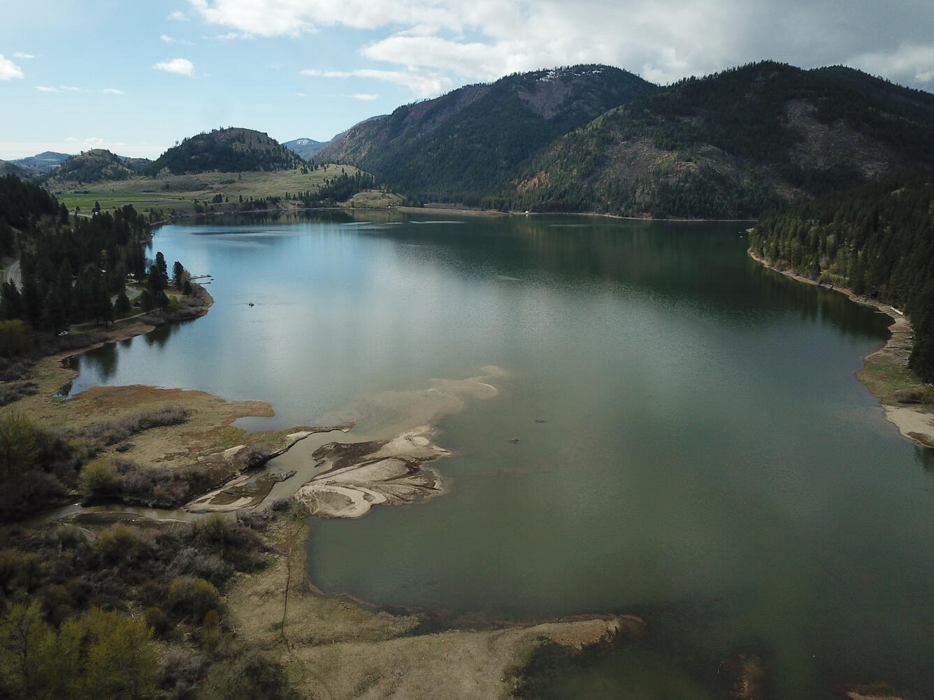 Aerial view of lake