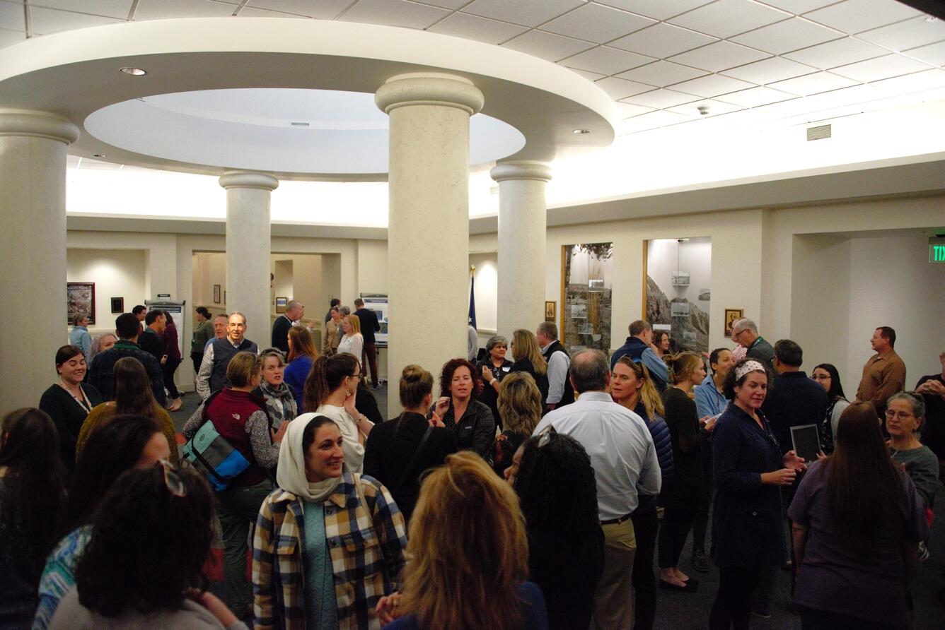 Large group of people at a CDI poster session
