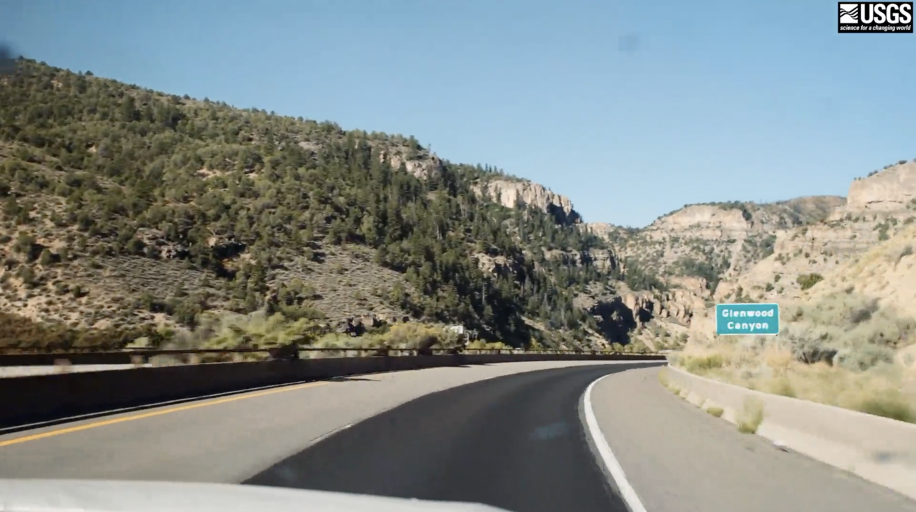 This shows an on-the-ground view of driving through Glenwood Canyon