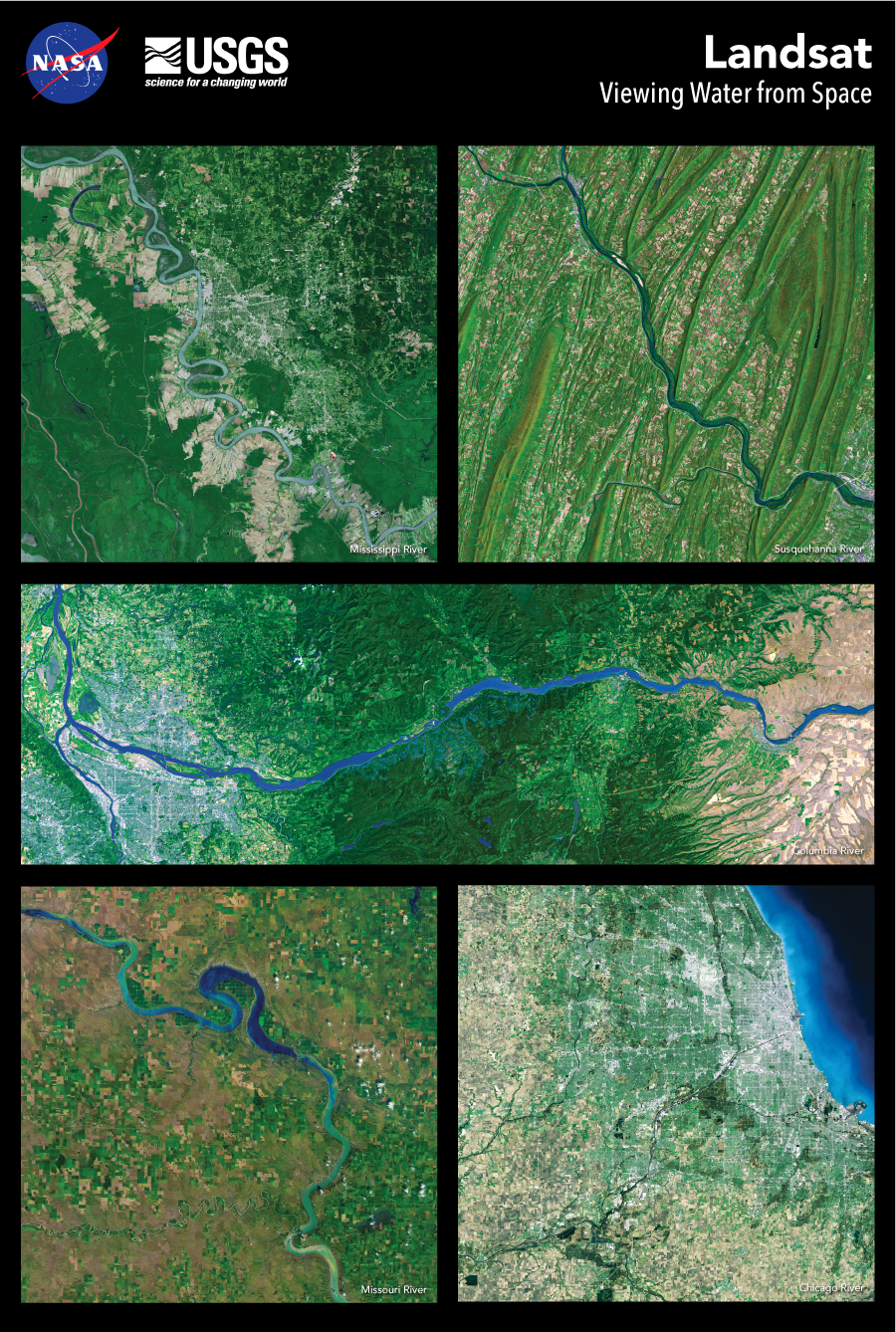 Poster displaying water as viewed from space