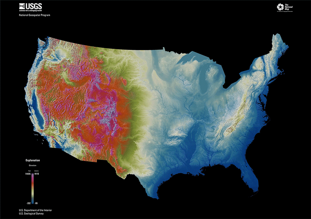CONUS Elevation and Hydrography Animation