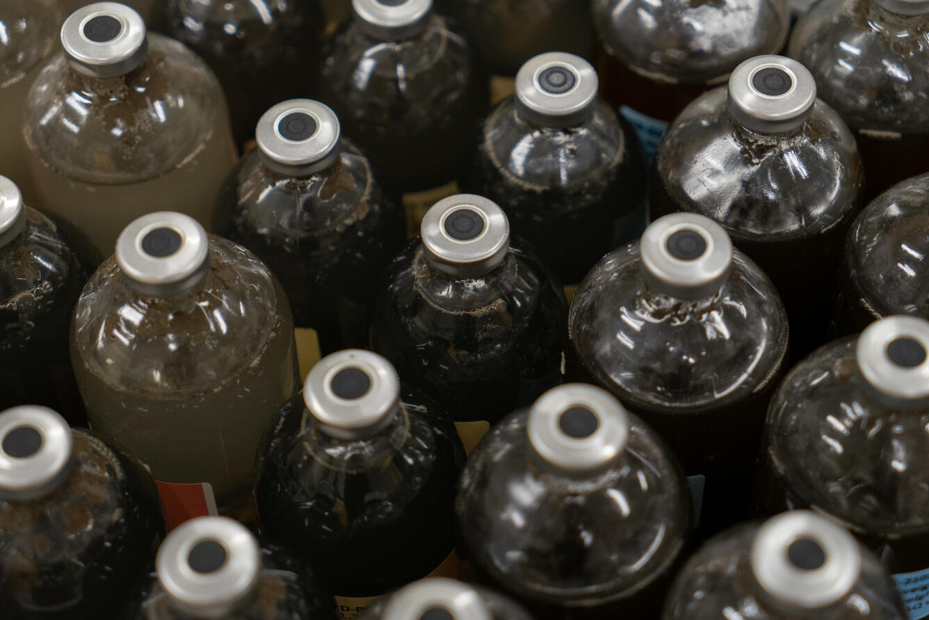 Samples in bottles.