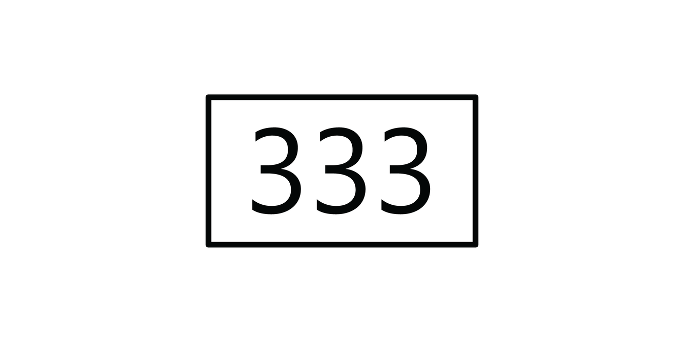A horizontally oriented rectangle with a black outline and a black number identifying the route.