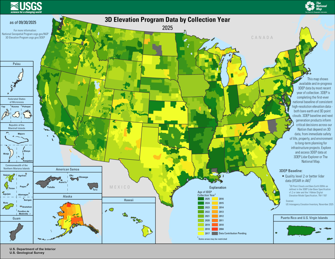 3DEP Quality Data by Collection Year