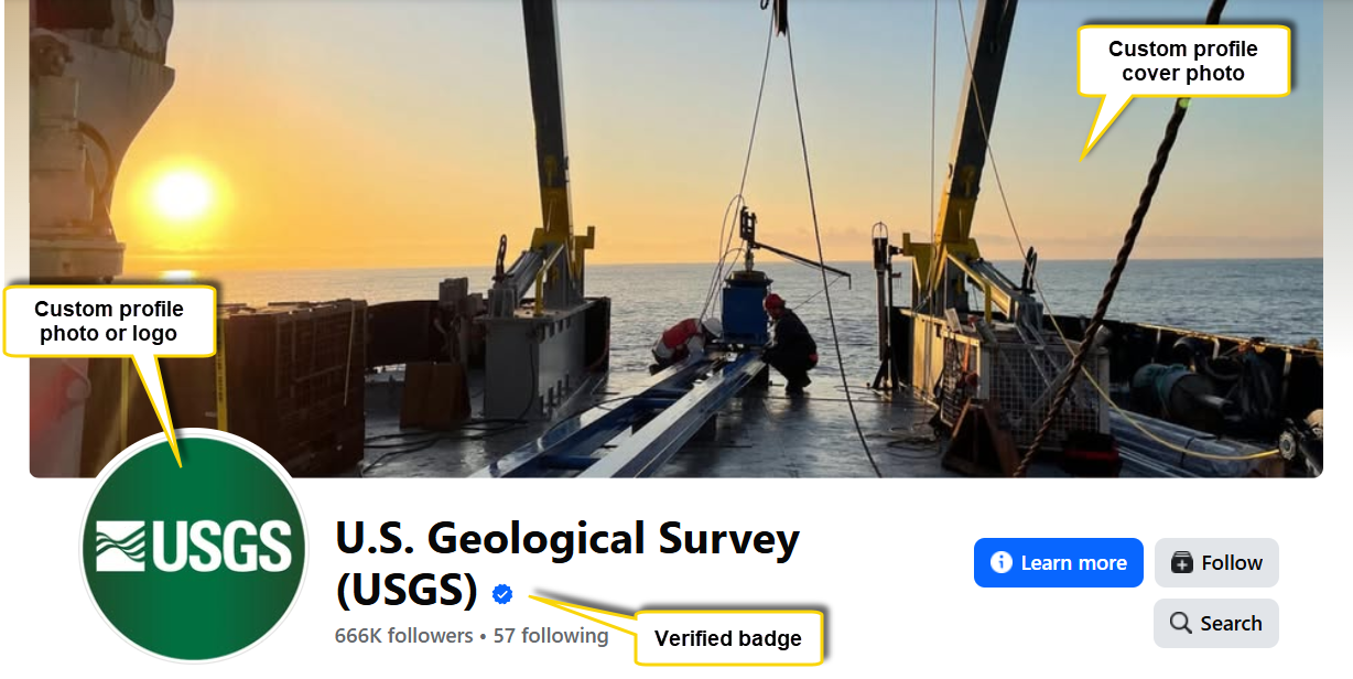 Screenshot of the custom Facebook profile photo from the official USGS Facebook page.