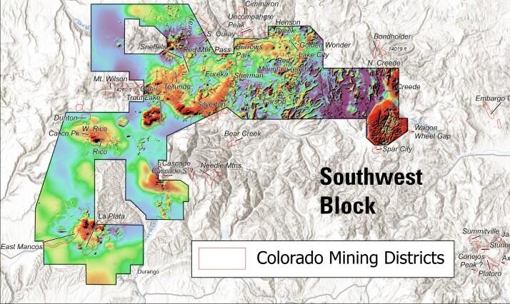 Colorado geophysical data map
