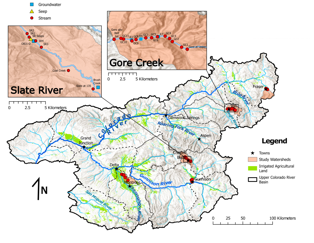 Study area map for NGWOS groundwater project in Upper Colorado River Basin