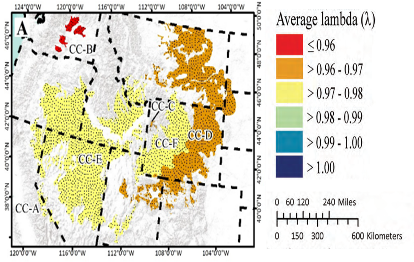 map of sage-grouse abundance across the western US